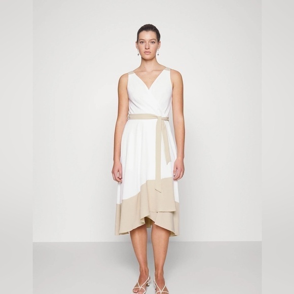 Dkny Plus Womens Size Colorblocked Faux-Wrap Dress  size 14 new - Picture 3 of 13